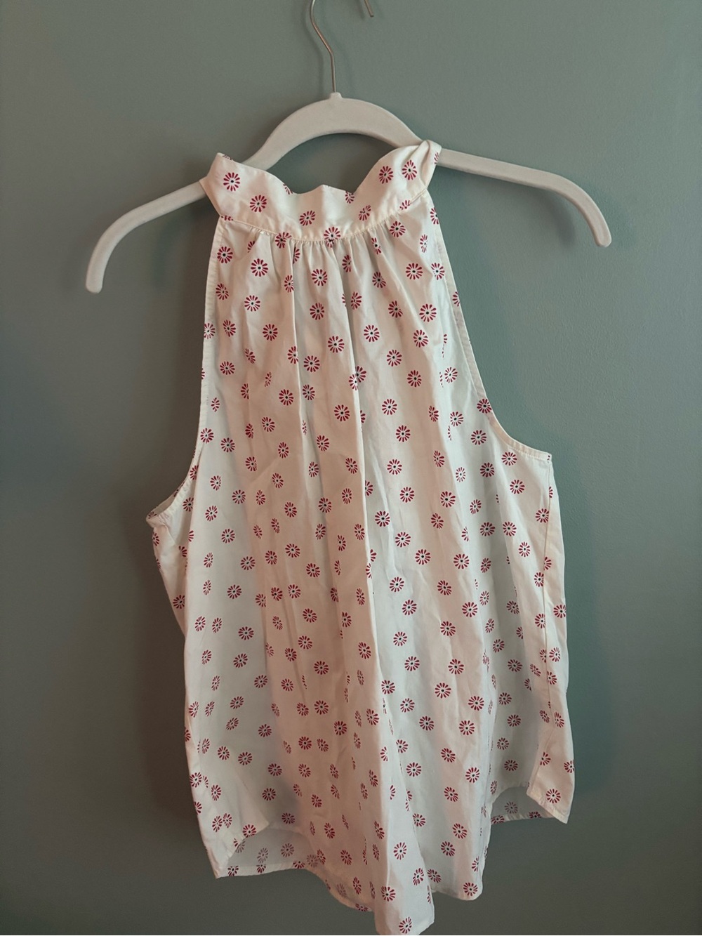 J. Crew Sleeveless Floral Sunburst Halter Blouse, Red/White, Size 6